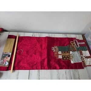 Christian LaCroix red velvet beaded present Xmas table runner new